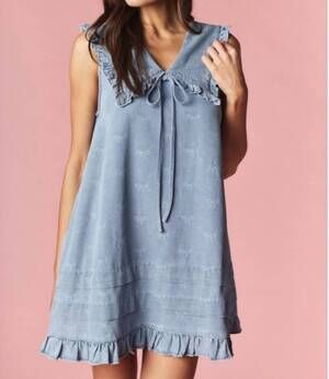 NEW RARERAW denim peterpan vollard dress with bows in denim